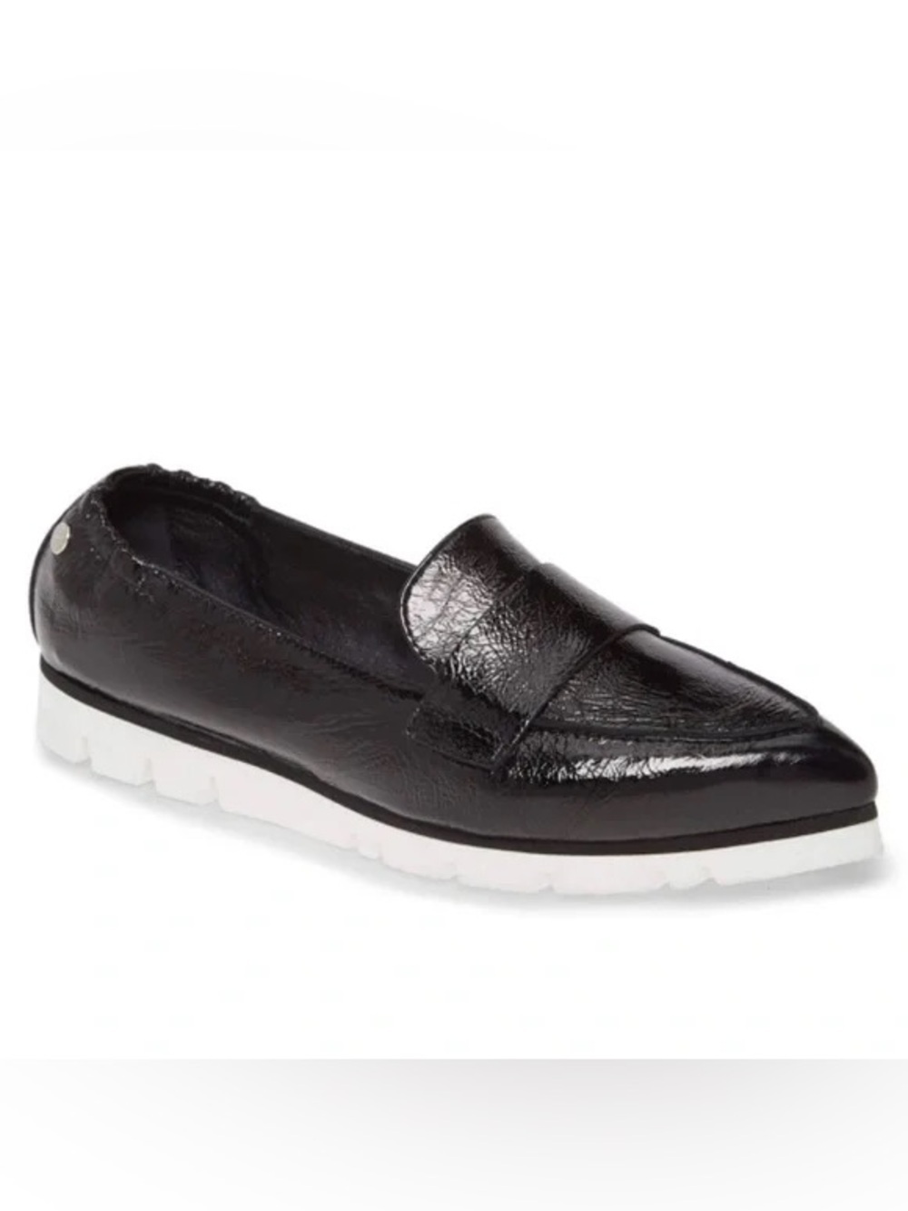 AGL Black Patent Leather Pointed Penny Loafer White Sole Sz 41.5/ 11 US